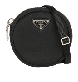 Prada Mini Round Pouch, Nylon, Black, 107, B, 3*